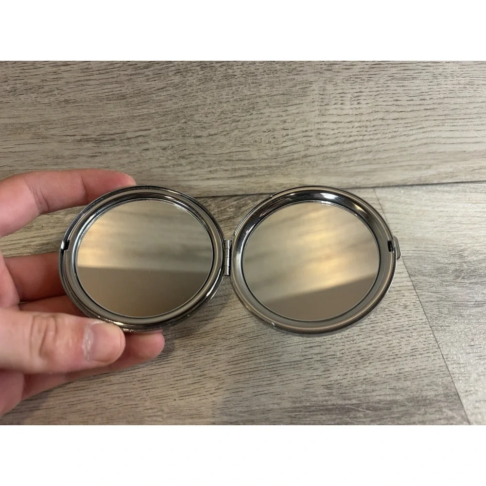 Vintage Brighton Heart Top Double Compact Mirror Silver Tone Cosmetics